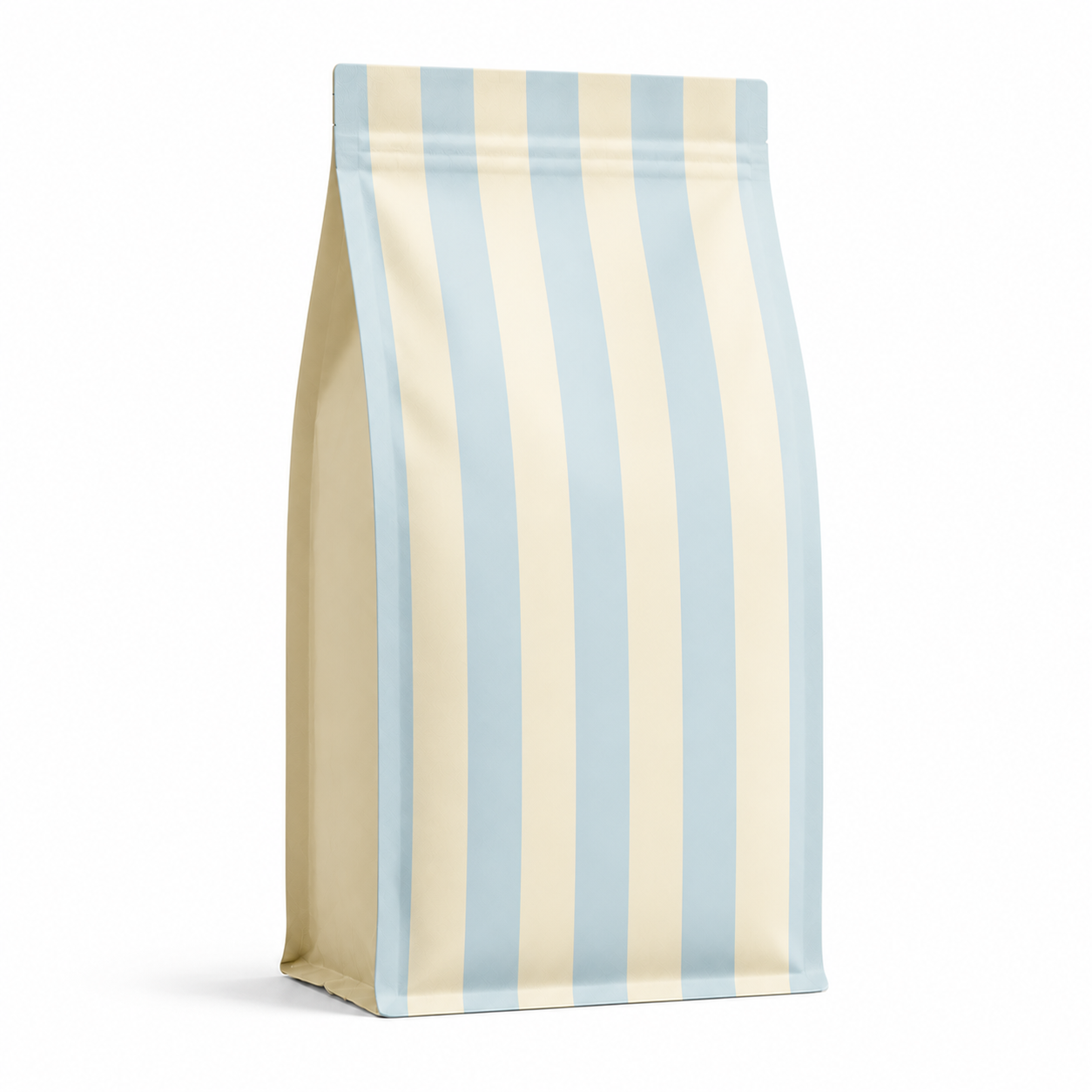 Blue striped Ghost Roast coffee bag